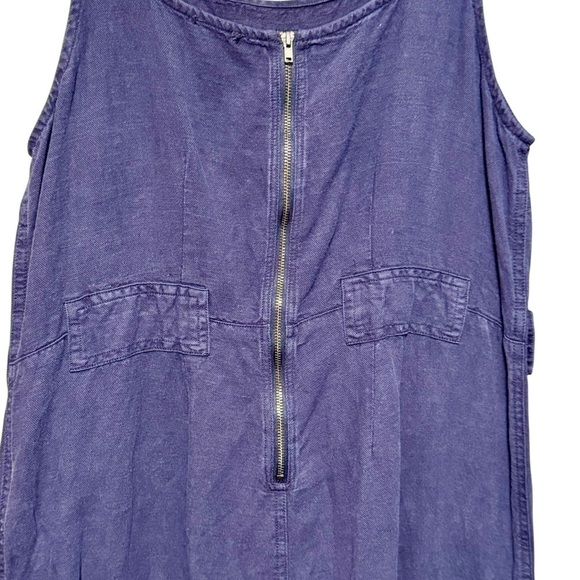 NICOLE MILLER NY Linen Wide Leg Lagenlook Relaxed Fit Navy Blue Jumpsuit Size 10 - Picture 7 of 10